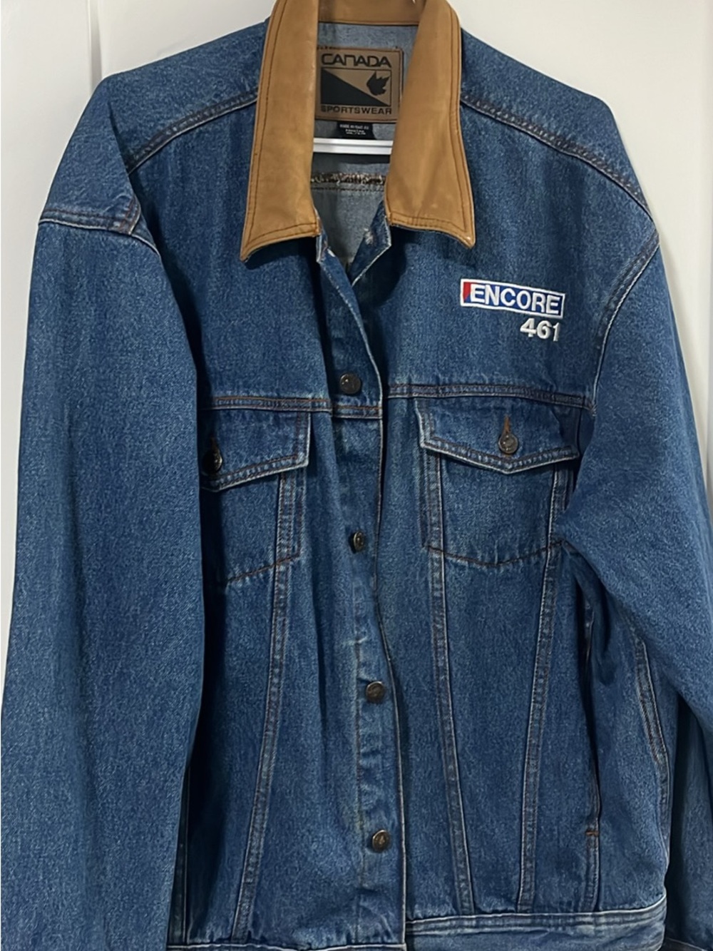 Vintage 461 Blue Denim Jacket with Tan Collar